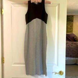 Athleta Black and Gray Colorblock Midi Dress